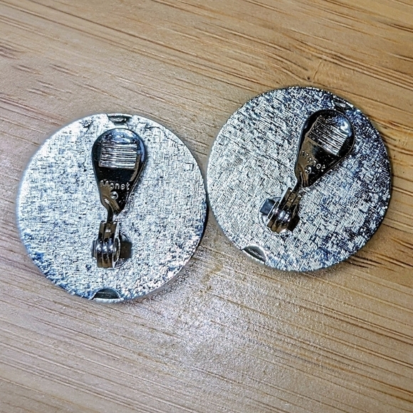 Monet Classic Round Silver Clip On Earrings - Picture 2 of 3